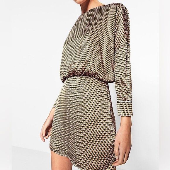 ZARA Printed Dress Low Back Party Night Out Size L • TIKTOK • BLOGGER FAVORITE • - Picture 1 of 15